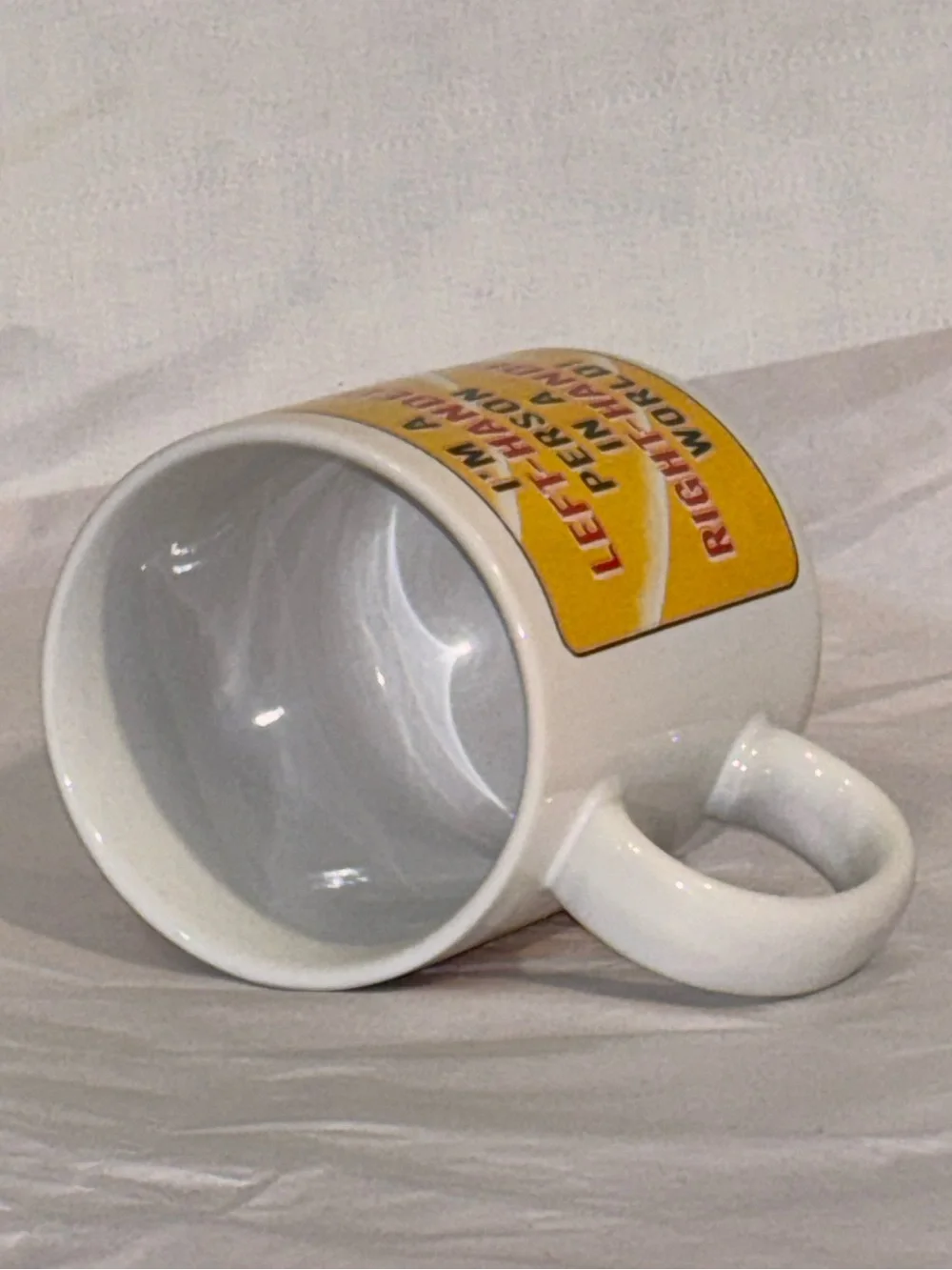 Funny Left Handed Coffee Mug “Right Handed World” Novelty Ceramic Cup